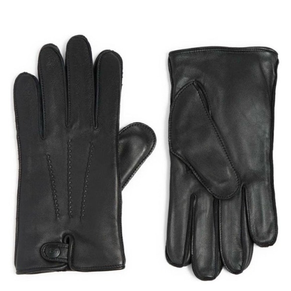UGG Metisse Tabbed Vent Tech Soft Stretch Leather Gloves, BLACK, Medium, NWT - Picture 1 of 13